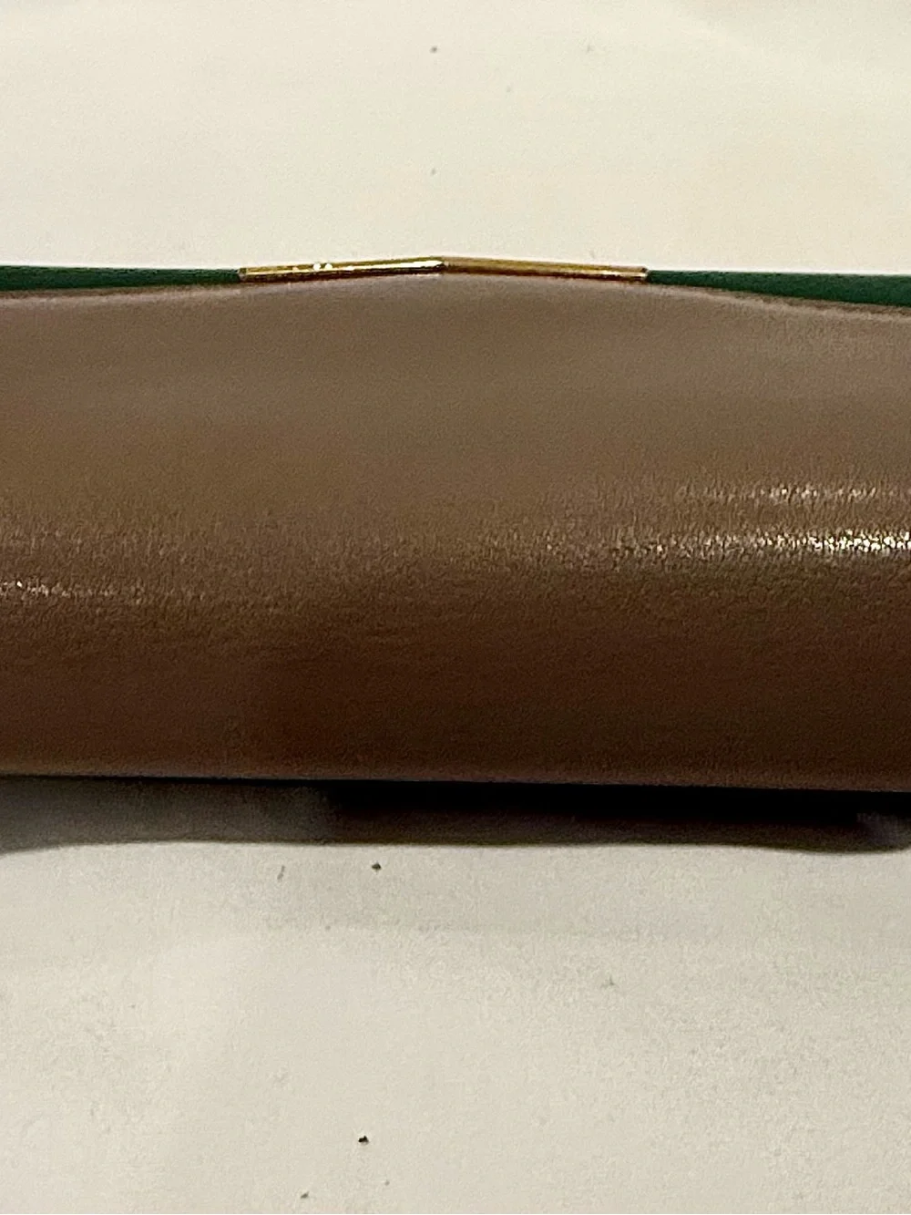 Fendi 2Jours Continental Leather Wallet Envelope Style In Taupe/Green